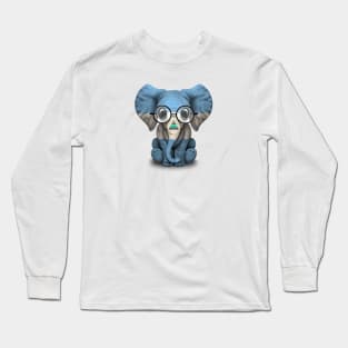 Baby Elephant with Glasses and Nicaraguan Flag Long Sleeve T-Shirt